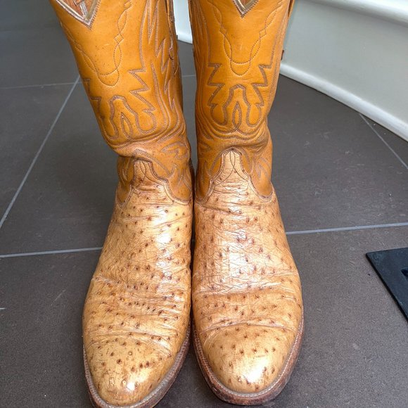 Custom-Made Full Quill Ostrich Lucchese Men's Cowboy Boots